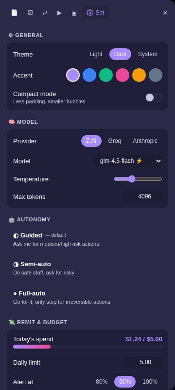 S3 Settings tab close-up